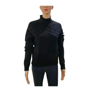 Elegant Black Mock Neck Knit Sweater - New with Tags